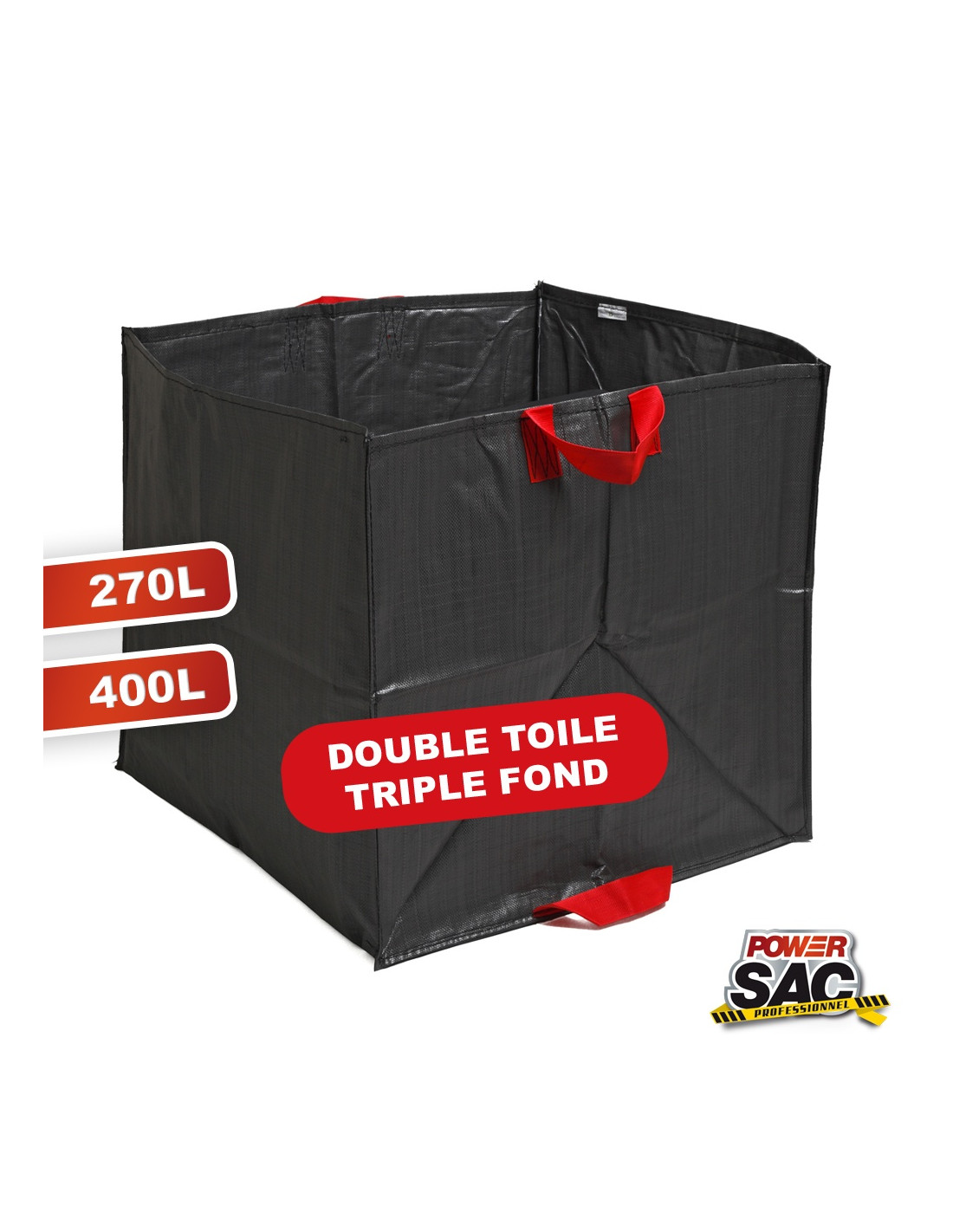 Power sac professionnel pour jardin 270L, 400L, 750L