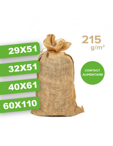 Sac en toile de jute certification contact alimentaire