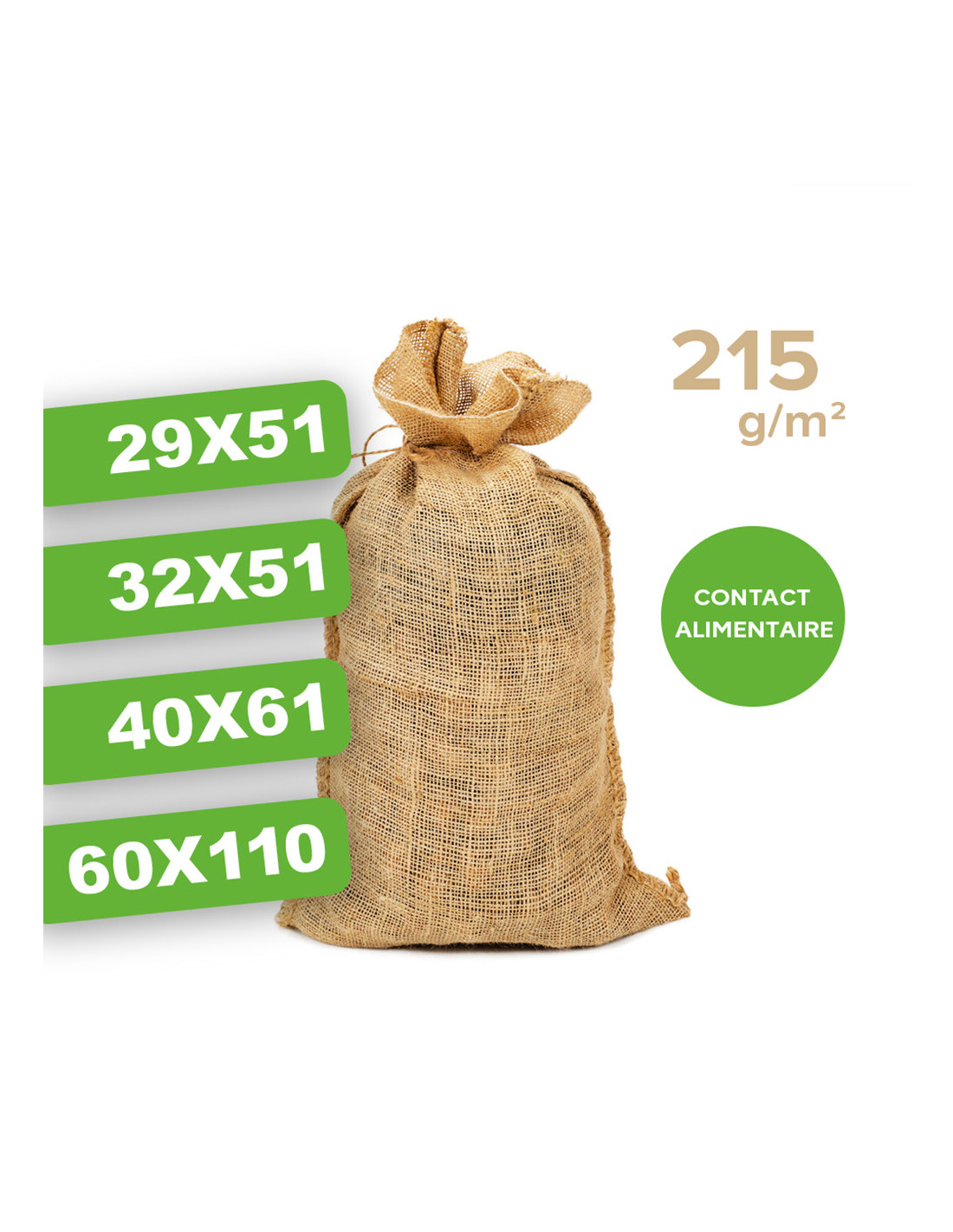 Sac toile de jute neuf 71x104cm qualité alimentaire vendu par unité