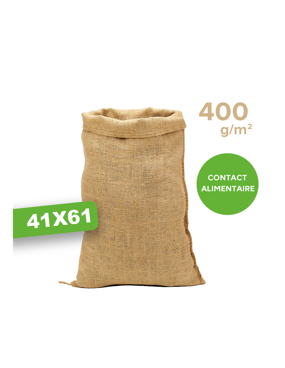 Sac en toile de jute bio certifiée contact alimentaire